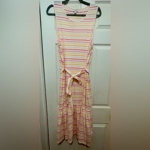 J. Crew Women's XL Striped rainbow knit tie-waist midi dress